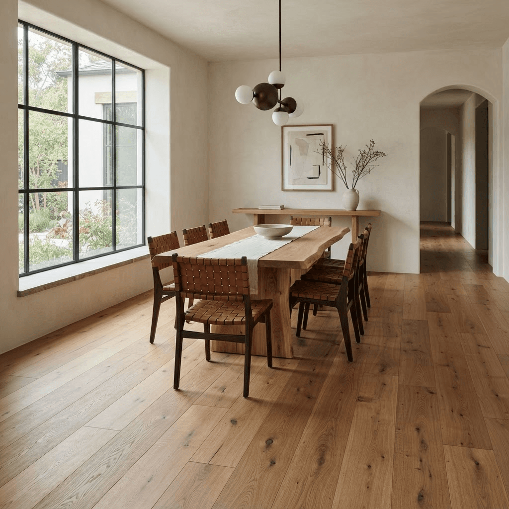 Hardwood floor installed in a finished home